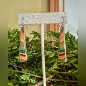 Wooden Artisan Earrings, 2” long